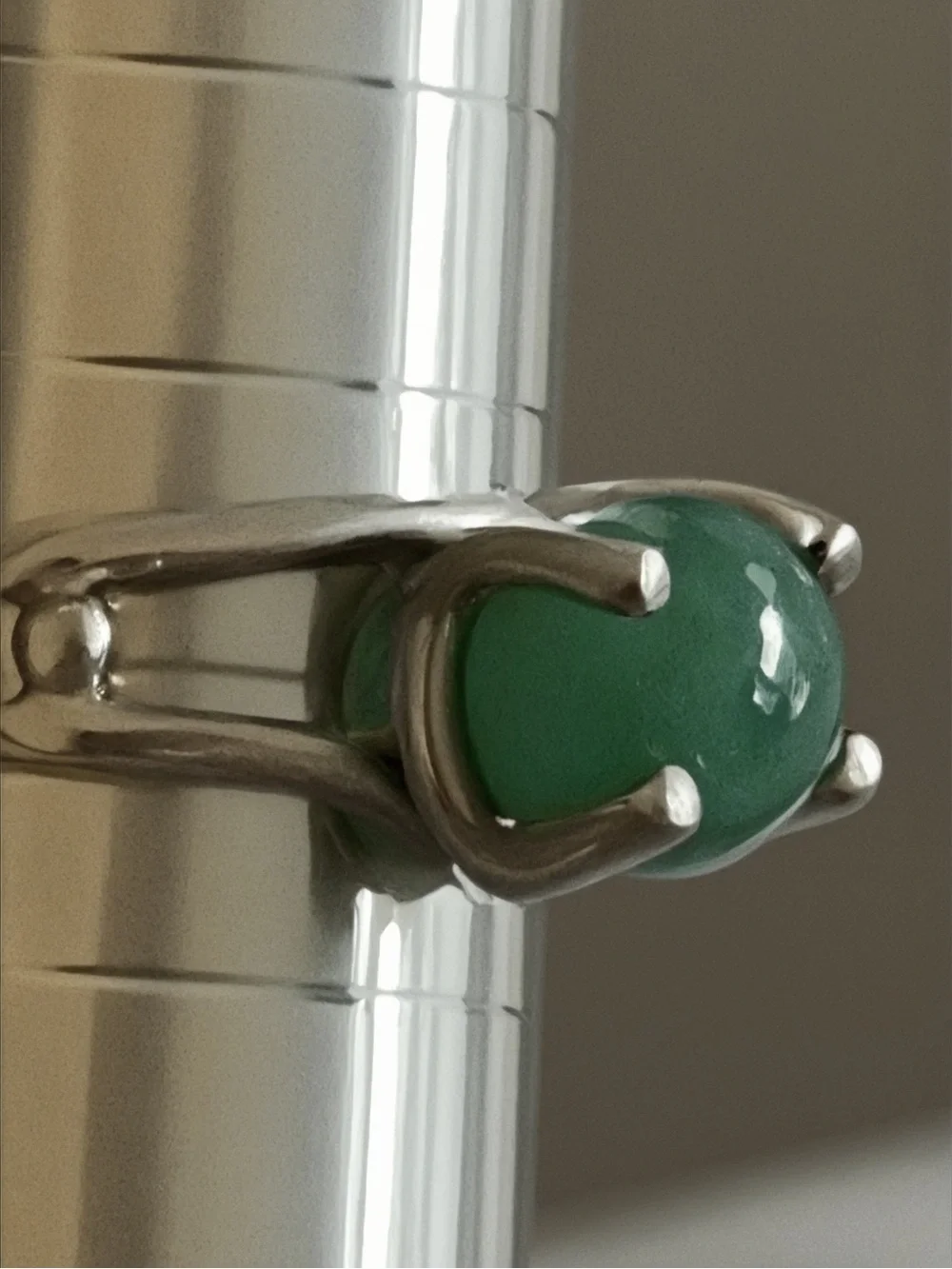 Green Stone Sterling-Color Ring - Women Jewelry